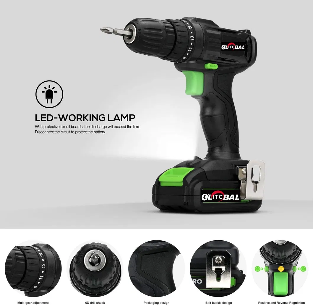 18V (20V Max) Lithium-Ion Battery Cordless/Electric Impact Drill/Screwdriver-Greenline Power Tools