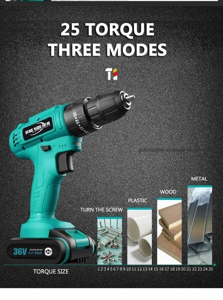 36V Durable Electric Tool Professional Electric Drill Brushless Power Drilling Tools