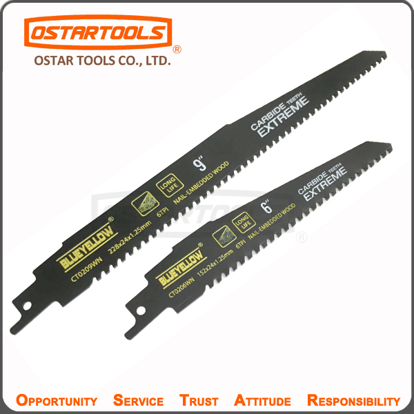 Carbide Tipped Sabre Saw Blades for Cutting Nails in Wood
