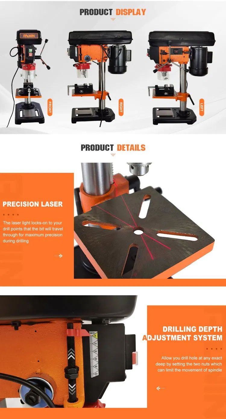 Good Quality 5 Speed CE 230V 250W 13mm Drill Press Machine with Laser