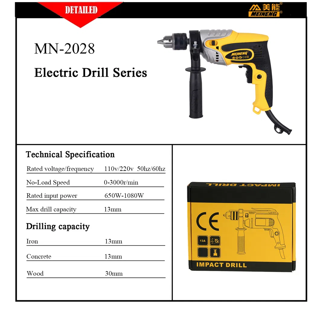 MN-2028 Corded 13MM Electric Impact Drill Powerful 100% Copper Motor Impact Drill Power Tools 220V