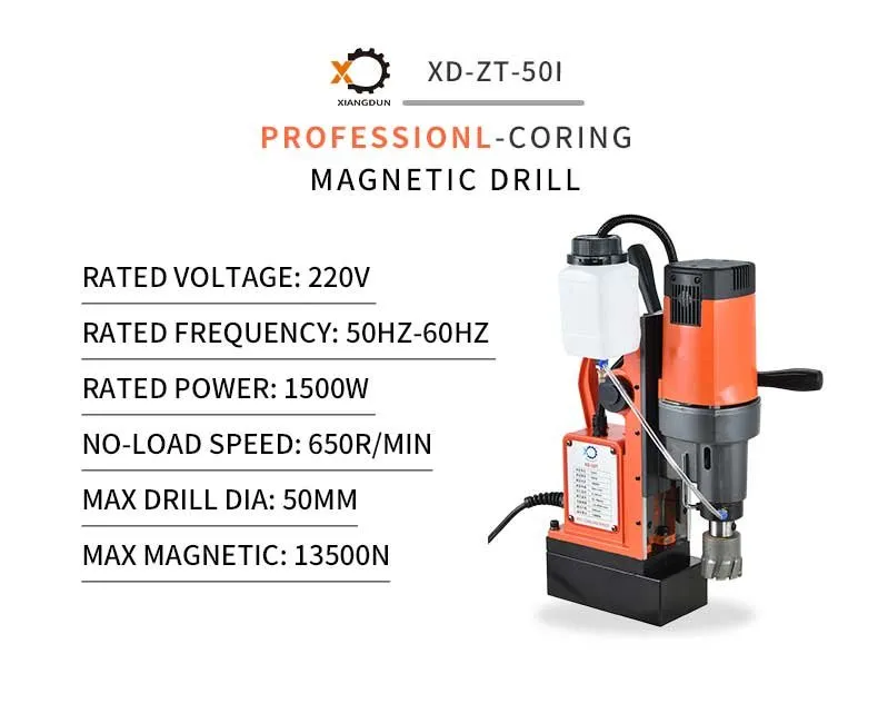 Xd-Zt-50I Portable Electric Stepless Speed 750rpm 1500W 50mm Dia Magnetic Drill